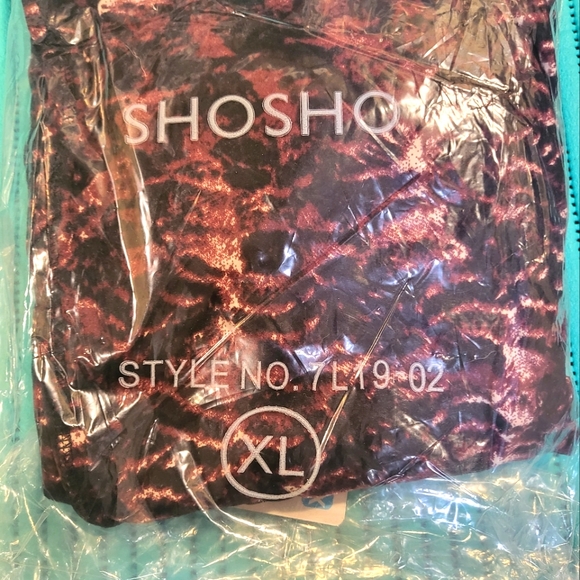 ShoSho Womens Yoga Sports Leggings Activewear  Tummy Control Wine Feather XL - Picture 8 of 8